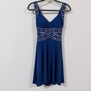 Hailey Logan by Adrianna Papell Women’s Blue Beaded Cocktail Dress Size Small